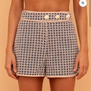 Worn once!! Blue patter shorts with shells Buttons